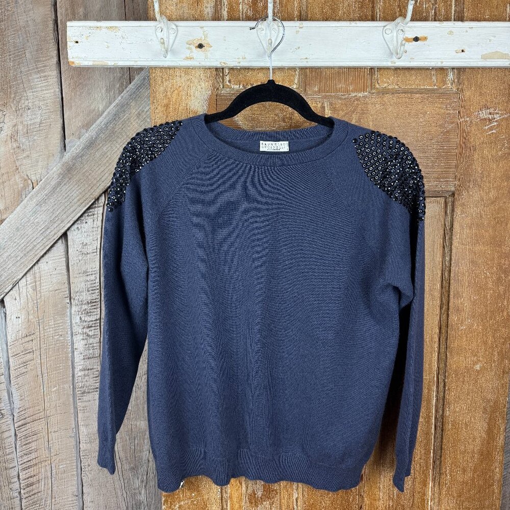 Brunello Cucinelli Cashmere Sweater with Sequin shoulders